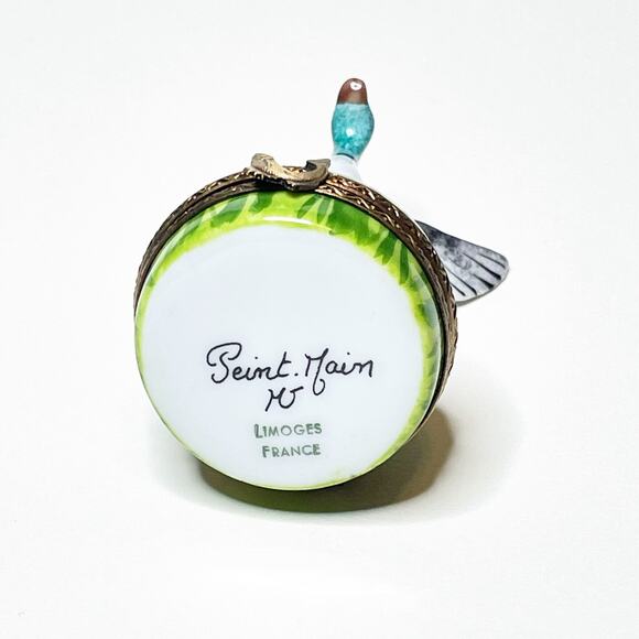 Limoges Box Mallard Duck Hand Painted Porcelain Trinket Rare - Picture 4 of 5